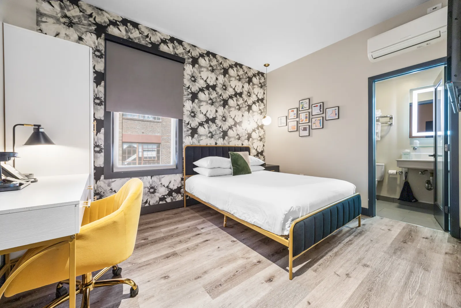 Queen room with private bath visible